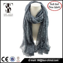 Blended material high quality animal print soft feel spring scarf with flocking